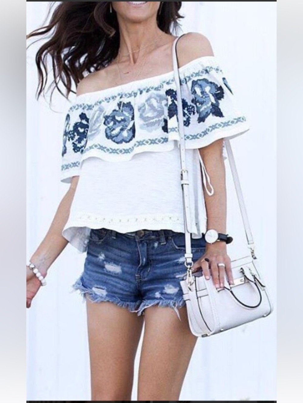FREE PEOPLE ‘Embroidered Off Shoulder Top Size XS